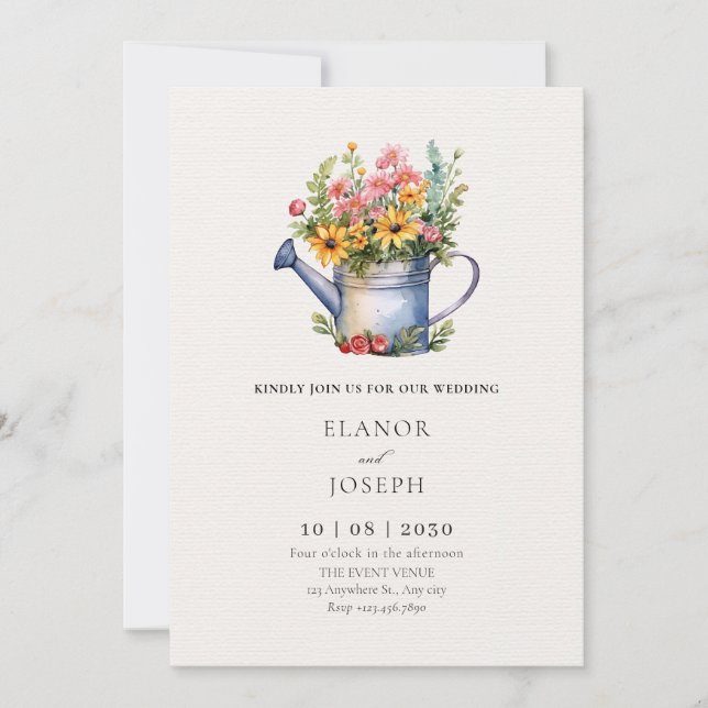 Invitación Boda de ramo floral (Anverso)