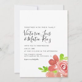 Invitación Boda de ramo floral acuarela rosa rubor