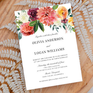Invitación Boda de ramo floral de acuarela romántica elegante