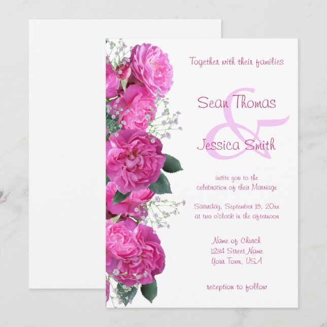 Invitación Boda de ramo floral romántico (Anverso / Reverso)