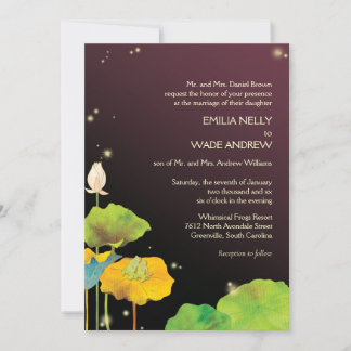 Invitación Boda de rana de luciérnaga romántica