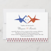 Boda de ranas de originami (azul - Naranja quemado