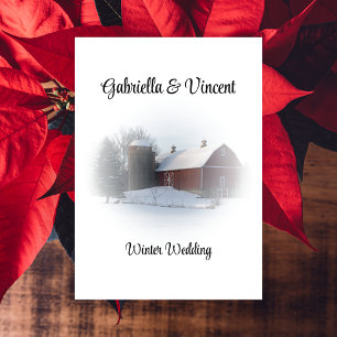 Invitación Boda de rancho de campo invernal cubierto de nieve