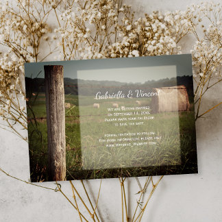 Invitación Boda de rancho de Pastos Agrícolas Verdes Guardar