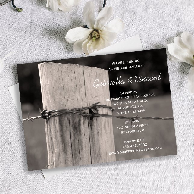 Invitación Boda de rancho rural de vallas postrurales (Subido por el creador)