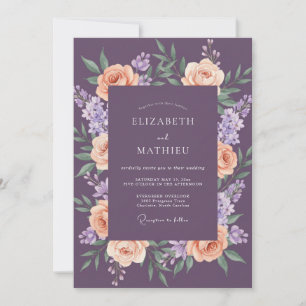 Invitación Boda de Ranúnculo de Albaricoque Ciruela Muted Euc