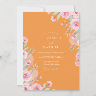 Invitación Boda de ranúnculo de albaricoque y melocotón con e