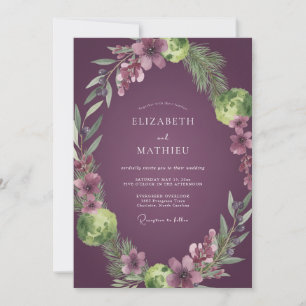 Invitación Boda de Ranúnculo de Ciruela con Eucalipto Polvori