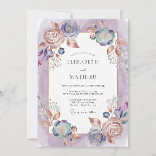 Invitación Boda de Ranúnculo de Cobre Amatista Eucalipto