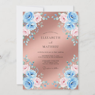 Invitación Boda de ranúnculo de cobre sonrosado y eucalipto