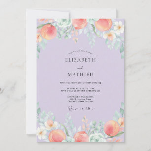 Invitación Boda de ranúnculo de coral pervinca y eucalipto