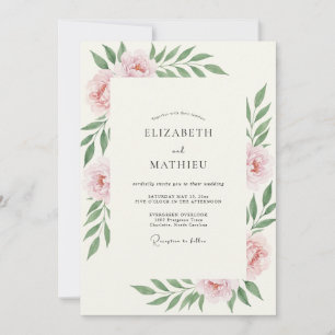 Invitación Boda de ranúnculo de coral salvia eucalipto