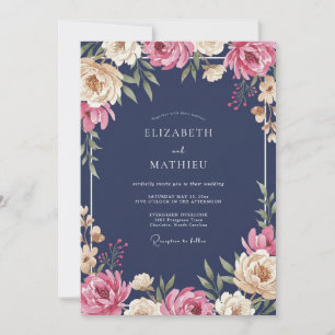 Invitación Boda de ranúnculo de durazno de eucalipto a median