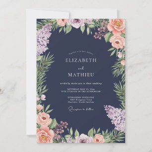 Invitación Boda de ranúnculo de eucalipto albaricoque de medi