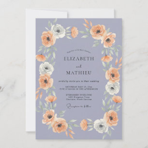 Invitación Boda de ranúnculo de eucalipto albaricoque pervinc