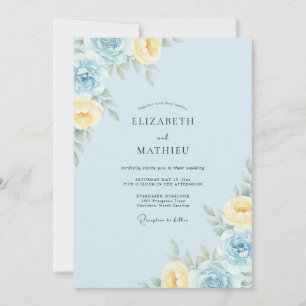 Invitación Boda de ranúnculo de eucalipto amarillo hielo