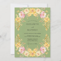 Boda de ranúnculo de eucalipto amarillo oliva