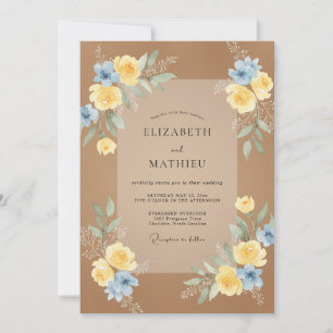 Invitación Boda de ranúnculo de eucalipto azul tan