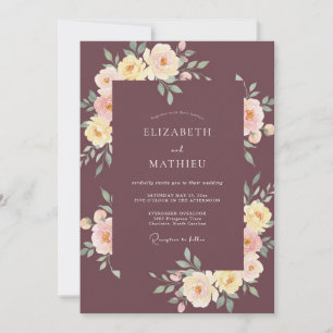 Invitación Boda de ranúnculo de eucalipto ciruela polvorienta
