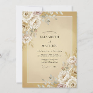 Invitación Boda de ranúnculo de eucalipto con champán