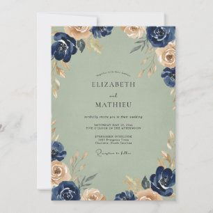Invitación Boda de ranúnculo de eucalipto con champán de la m