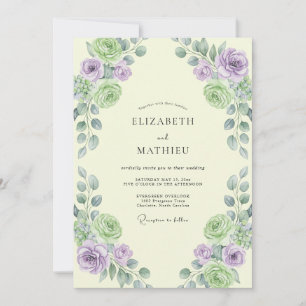 Invitación Boda de ranúnculo de eucalipto con crema antigua l