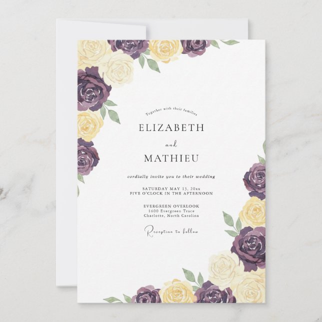 Invitación Boda de ranúnculo de eucalipto con mantequilla de  (Anverso)