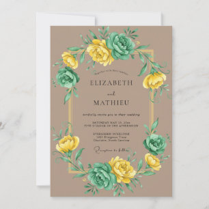 Invitación Boda de ranúnculo de eucalipto con menta amarilla