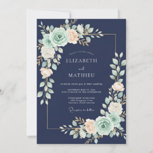 Invitación Boda de ranúnculo de eucalipto con menta de median
