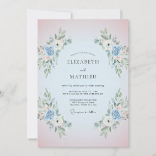 Invitación Boda de ranúnculo de eucalipto con toque de carmín