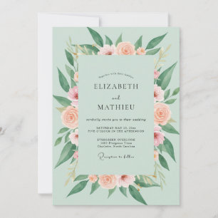 Invitación Boda de ranúnculo de eucalipto con toque de espuma
