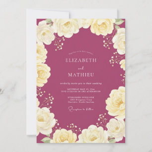 Invitación Boda de ranúnculo de eucalipto crema malva lila