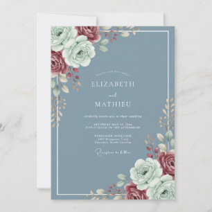 Invitación Boda de ranúnculo de eucalipto de color marrón ace