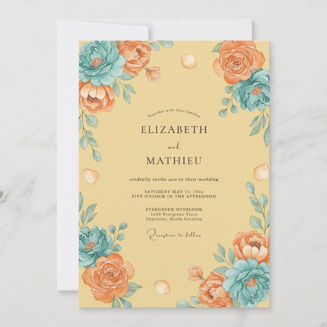 Invitación Boda de ranúnculo de eucalipto de crema de mantequ (Anverso)