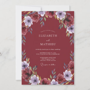 Invitación Boda de ranúnculo de eucalipto de lavanda de Borgo