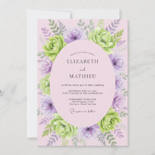Invitación Boda de ranúnculo de eucalipto de lima lavanda