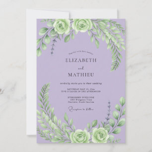 Invitación Boda de ranúnculo de eucalipto de menta lila