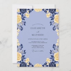 Invitación Boda de ranúnculo de eucalipto de oro pervinca