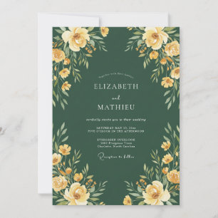 Invitación Boda de ranúnculo de eucalipto dorado forestal