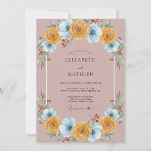 Invitación Boda de ranúnculo de eucalipto dorado terracota