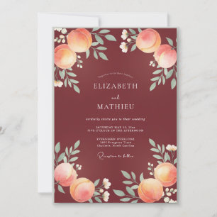 Invitación Boda de ranúnculo de eucalipto granate profundo