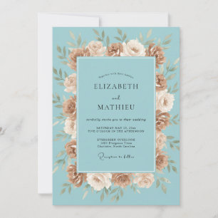 Invitación Boda de ranúnculo de eucalipto gris azulado terros