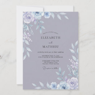 Invitación Boda de ranúnculo de eucalipto lavanda polvorienta