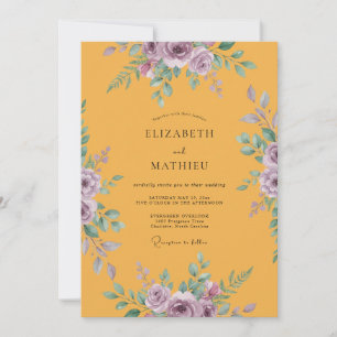 Invitación Boda de ranúnculo de eucalipto lila dorado