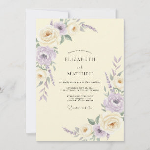 Invitación Boda de ranúnculo de eucalipto lila marfil