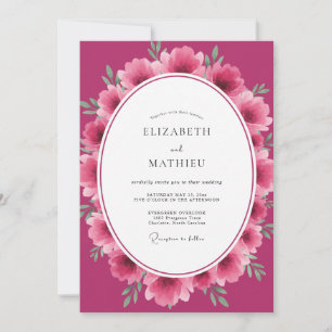 Invitación Boda de ranúnculo de eucalipto magenta