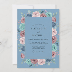 Invitación Boda de ranúnculo de eucalipto malva polvoriento e
