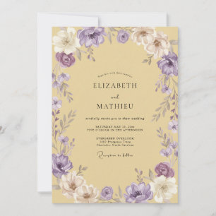 Invitación Boda de ranúnculo de eucalipto morado de mantequil
