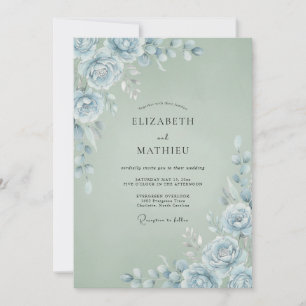 Invitación Boda de Ranúnculo de Eucalipto Plateado Helado