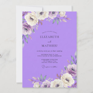 Invitación Boda de ranúnculo de eucalipto púrpura